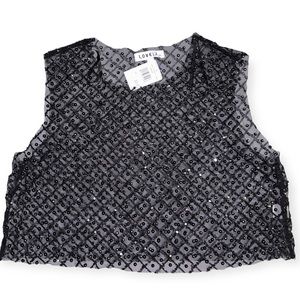 Mesh Sequin Crop Top